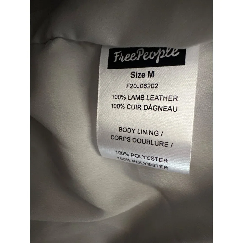 Free People We The Free I'll Be‎ Around Soft Lamb Leather Jacket Size M Gray